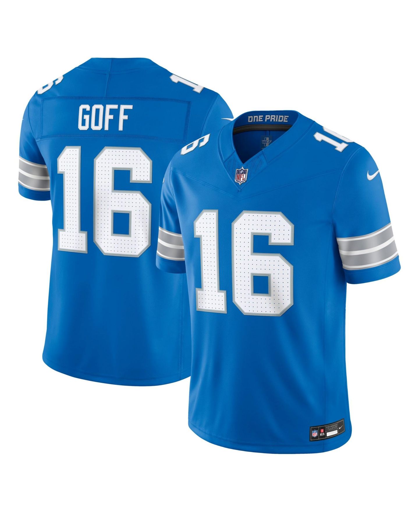 Мужской топ Nike Jared Goff Blue Detroit Lions Vapor F.U.S.E. Stitched Limited Jersey — фото 1