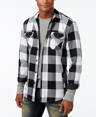 American Rag Men's Buffalo Plaid Shirt Jacket with Sherpa Lining, Only at Macy's