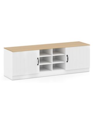 59-Inch 2-Door Shoe Storage Bench with Adjustable Shelves