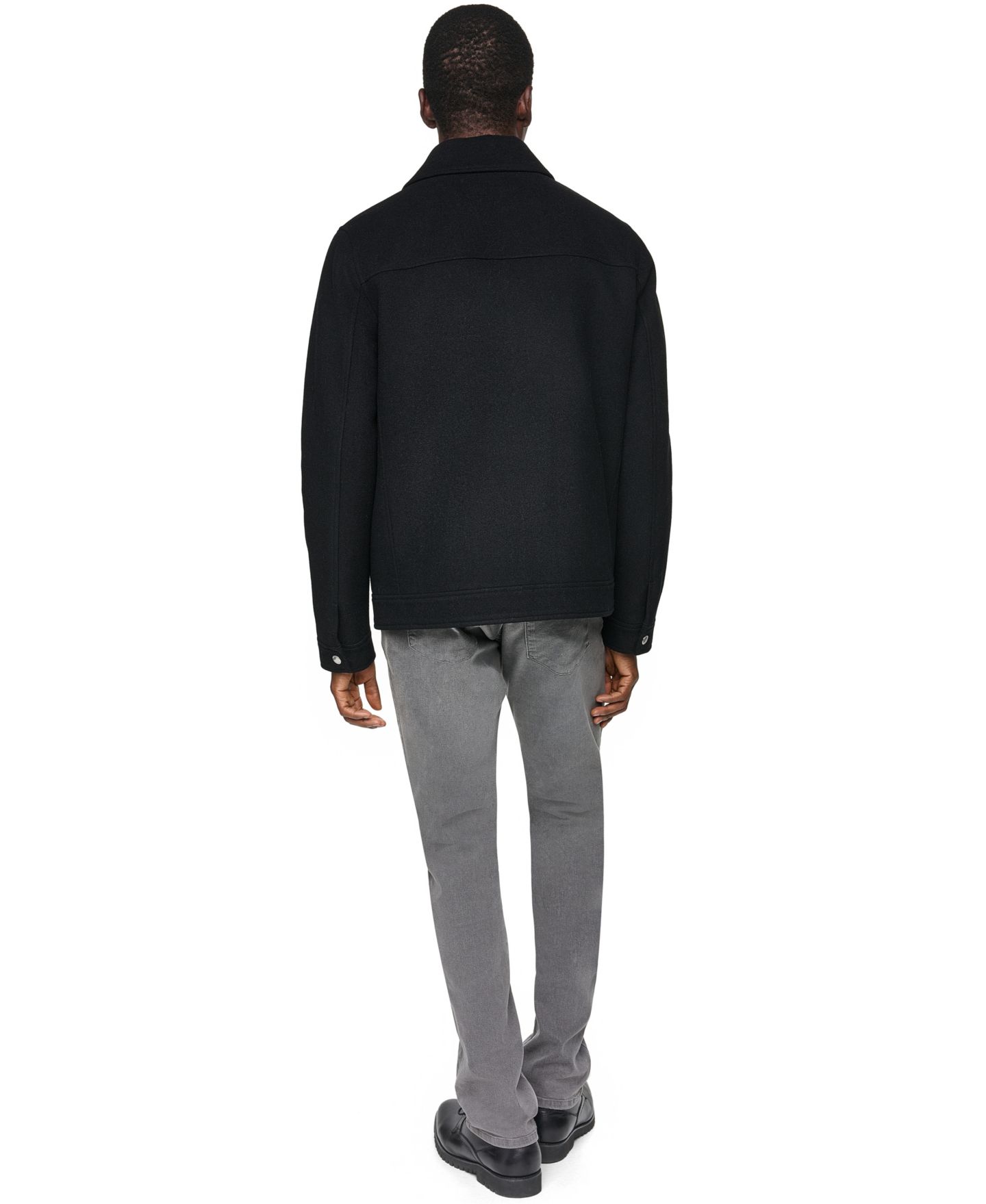 Мужская куртка Kenneth Cole Wool-Blend Classic-Fit Shirt Collar, цвет: Чёрный — фото 5