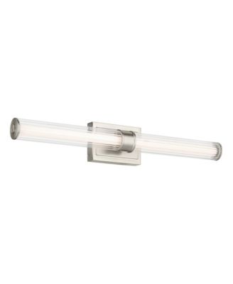 Laurene Brushed Nickel Bath Bar Large with Clear Fluted Glass