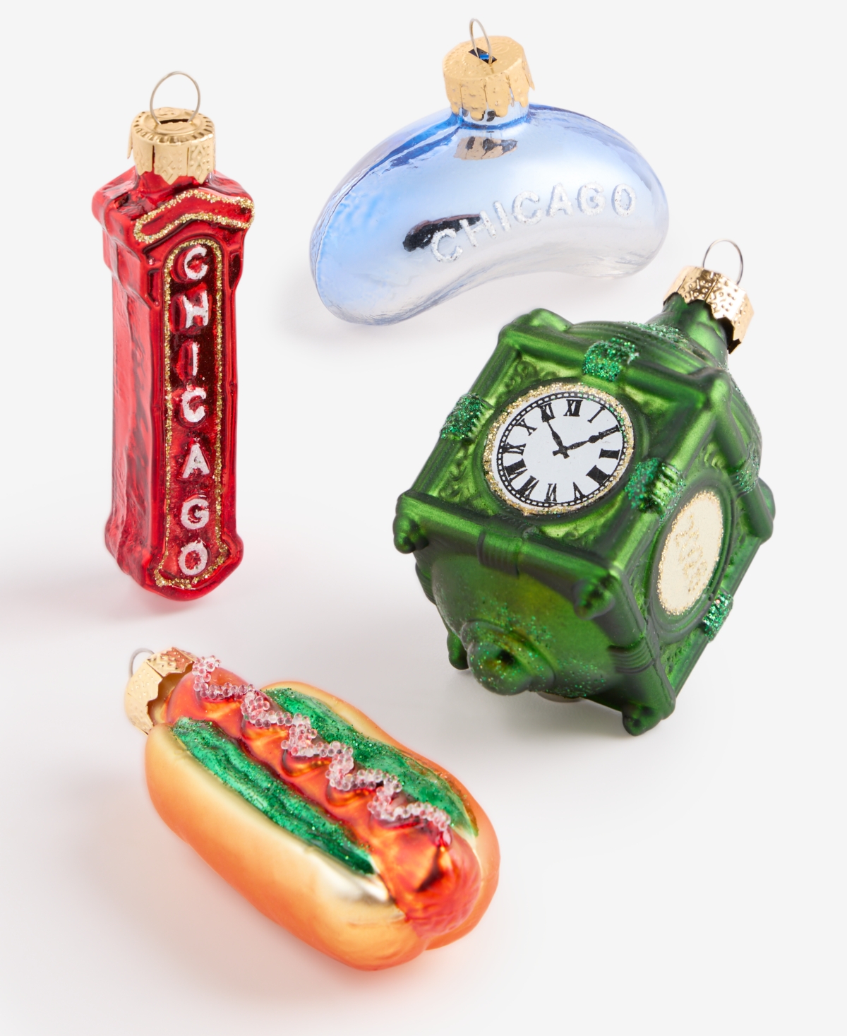 Holiday Lane Heritage Chicago Small Glass Figure Ornaments, Set of 4, Macy's Exclusive