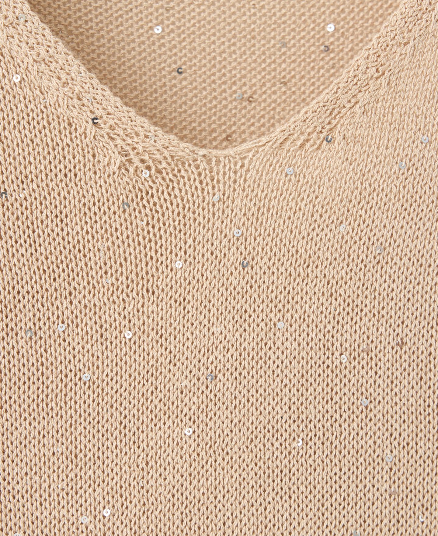 Женский топ Mango Sequin Detail V-Neck, цвет: Песочный — фото 2