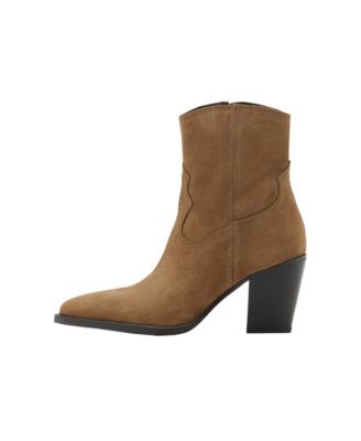 Isabella Suede Block-Heel Pointed-Toe Boots