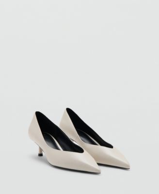 Women's Kitten Heel Pointed-Toe Faux Leather Pumps