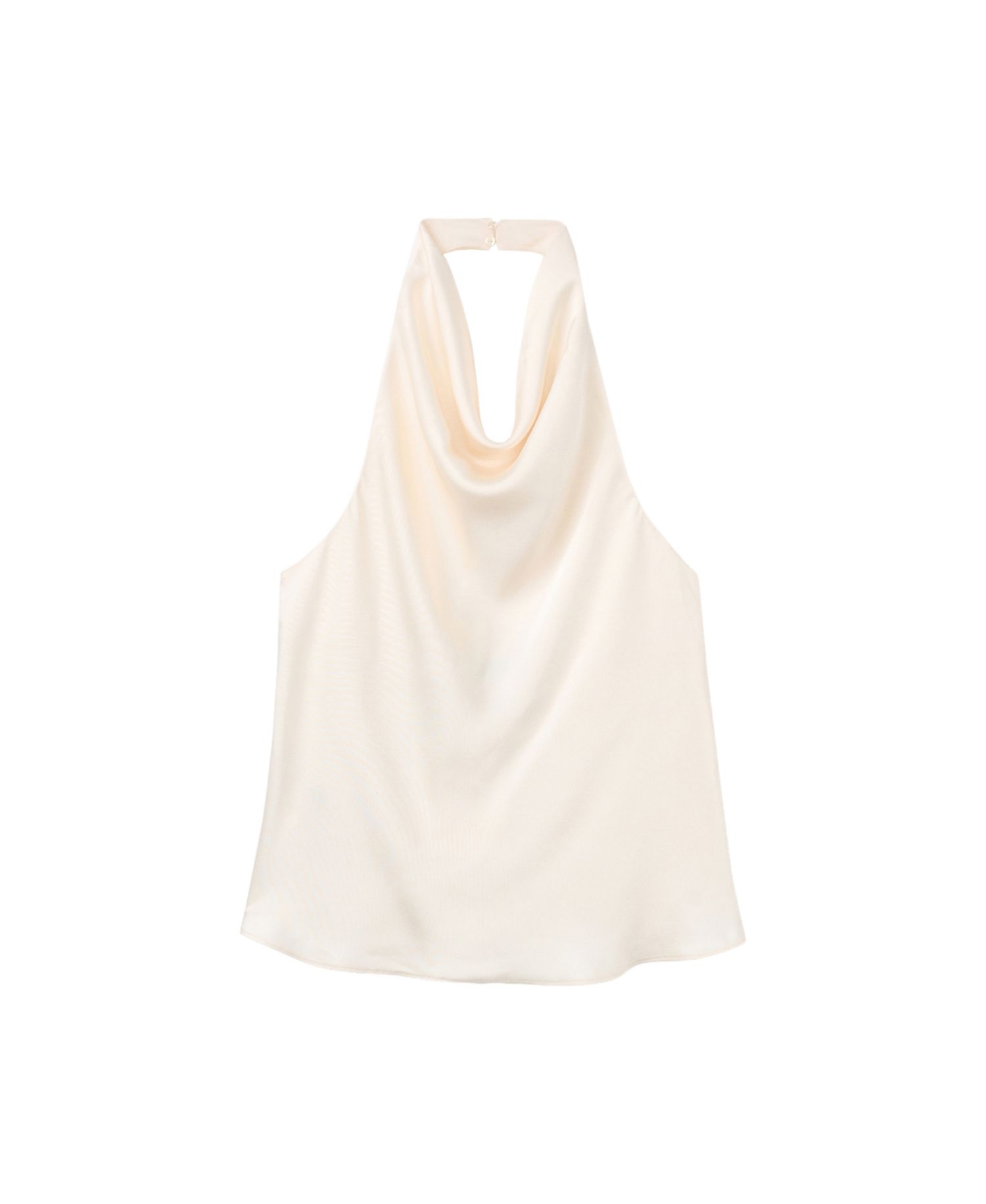 Women's Satin Draped Halter Neck Sleeveless Tank Top