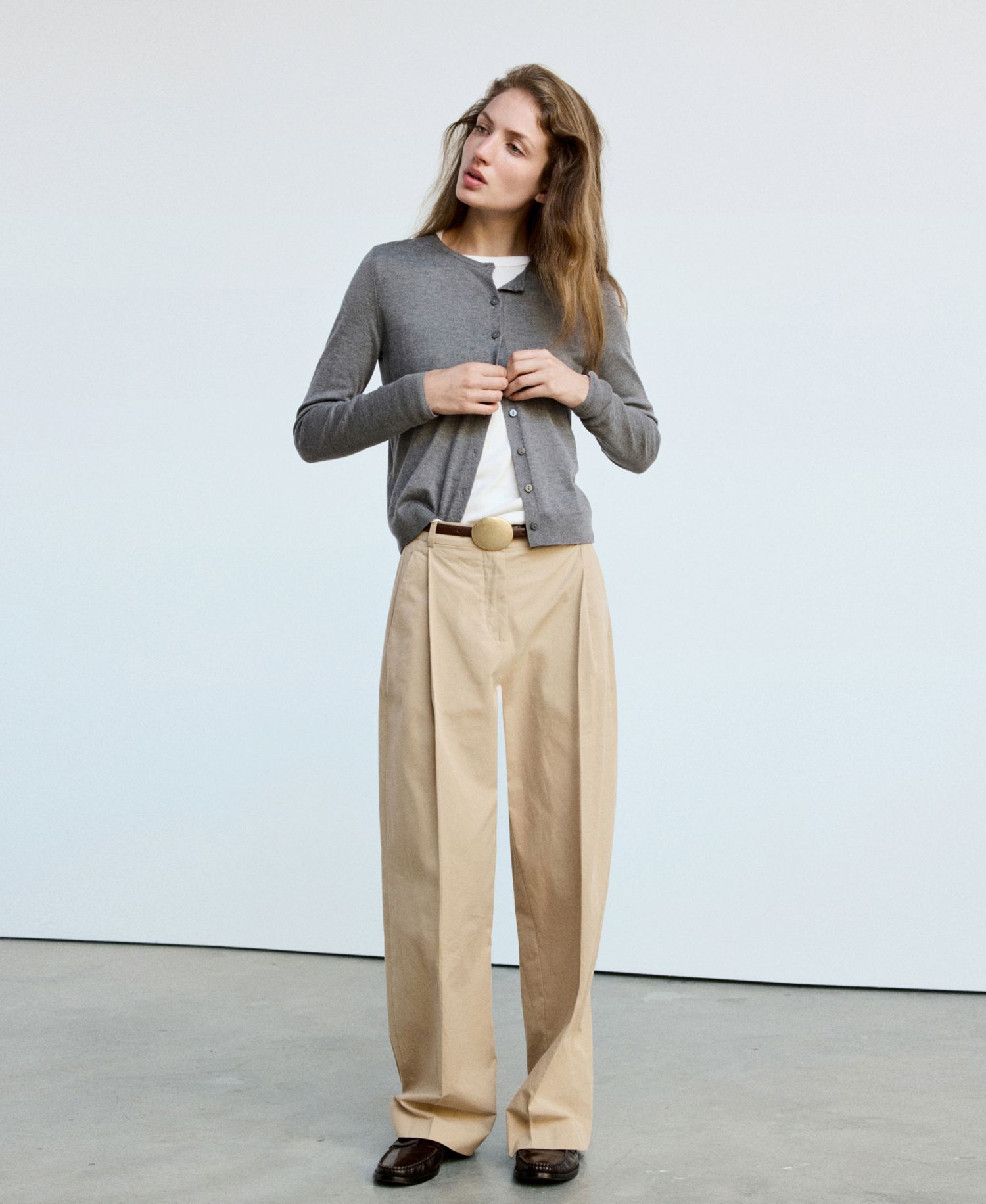 Women's Knitted Button Crew-Neck Cardigan
