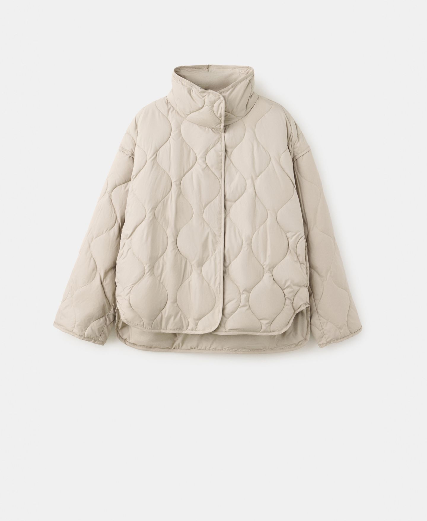 Женская куртка MANGO Detachable Scarf Quilted Oversized Anorak, цвет: Серый — фото 2