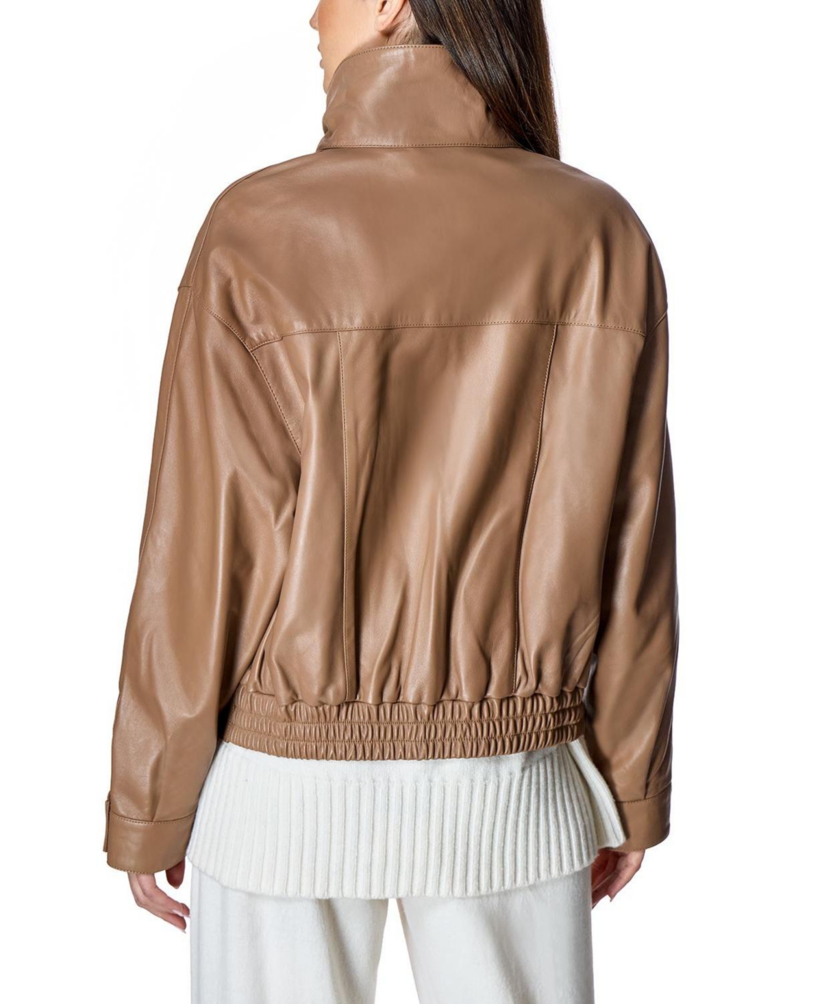 Julia & Stella By Maximilian Women's Funnel-Neck Genuine-Leather Moto Jacket
