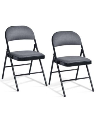 Set of 2 Folding Chairs with Padded Seat and Fabric Backrest