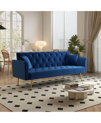  72"  Velvet Tufted Convertible Sleeper Sofa Modern Retro