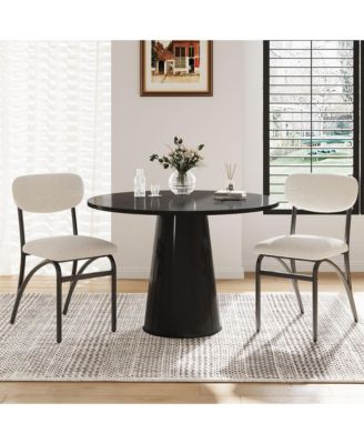 Boucle Upholstered Dining Chairs Set, Ergonomic Seat with Metal Legs, Modern Minimalist Stackable Kitchen Chairs