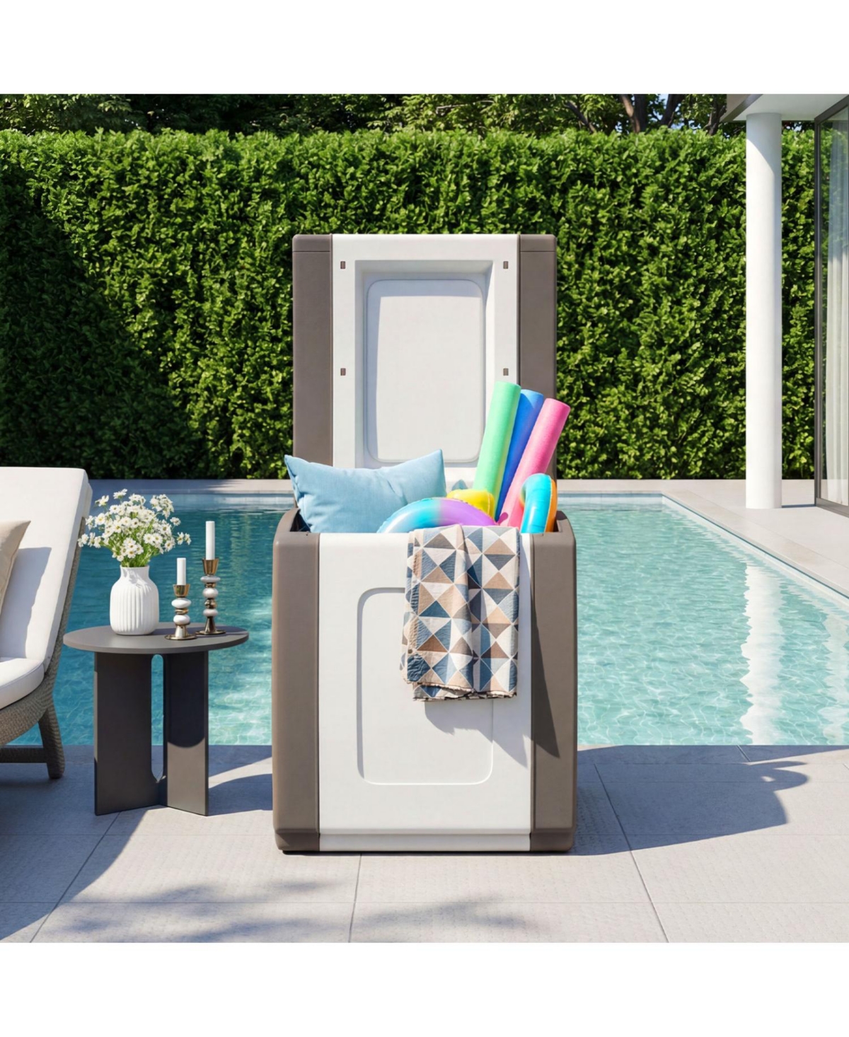Slickblue Outdoor Deck Box with Lid for Package Storage and Garden Supplies