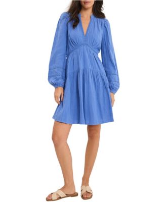 Women's Long-Sleeve V-Neck Mini Dress