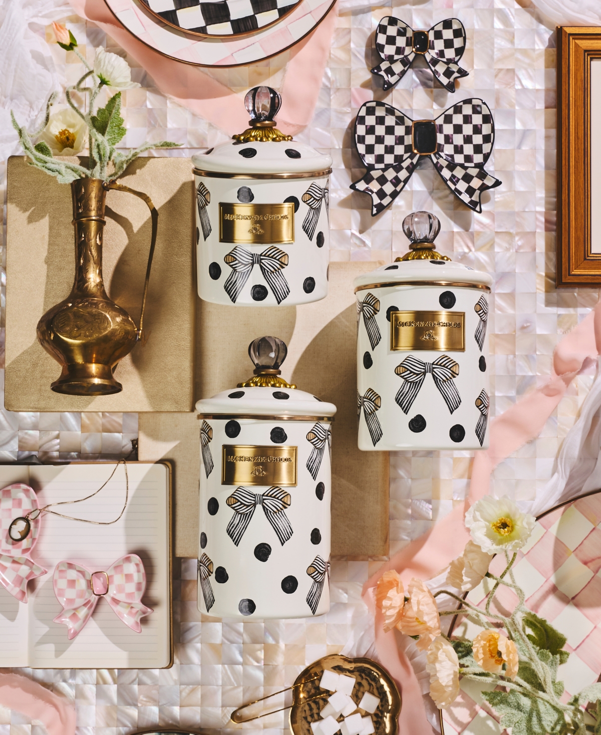 MacKenzie-Childs Pretty As a Bow 64 oz. Large Canister