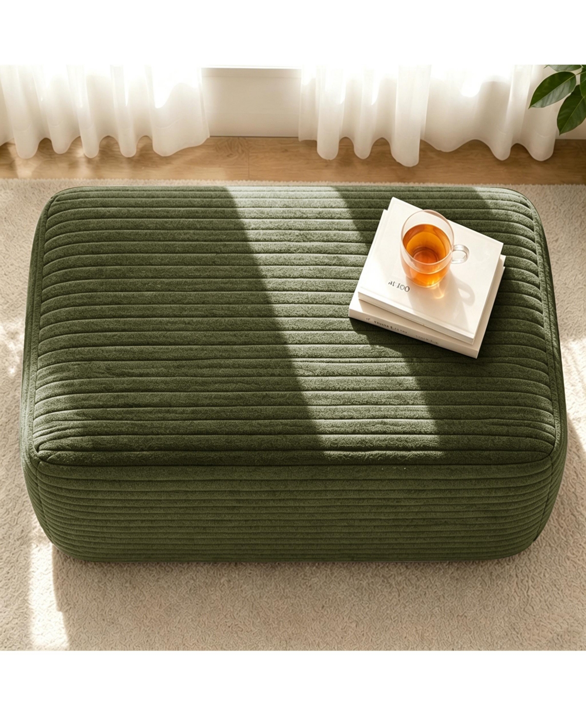 flynama Plush Ottoman Corduroy Modular Sofa Extension Seat