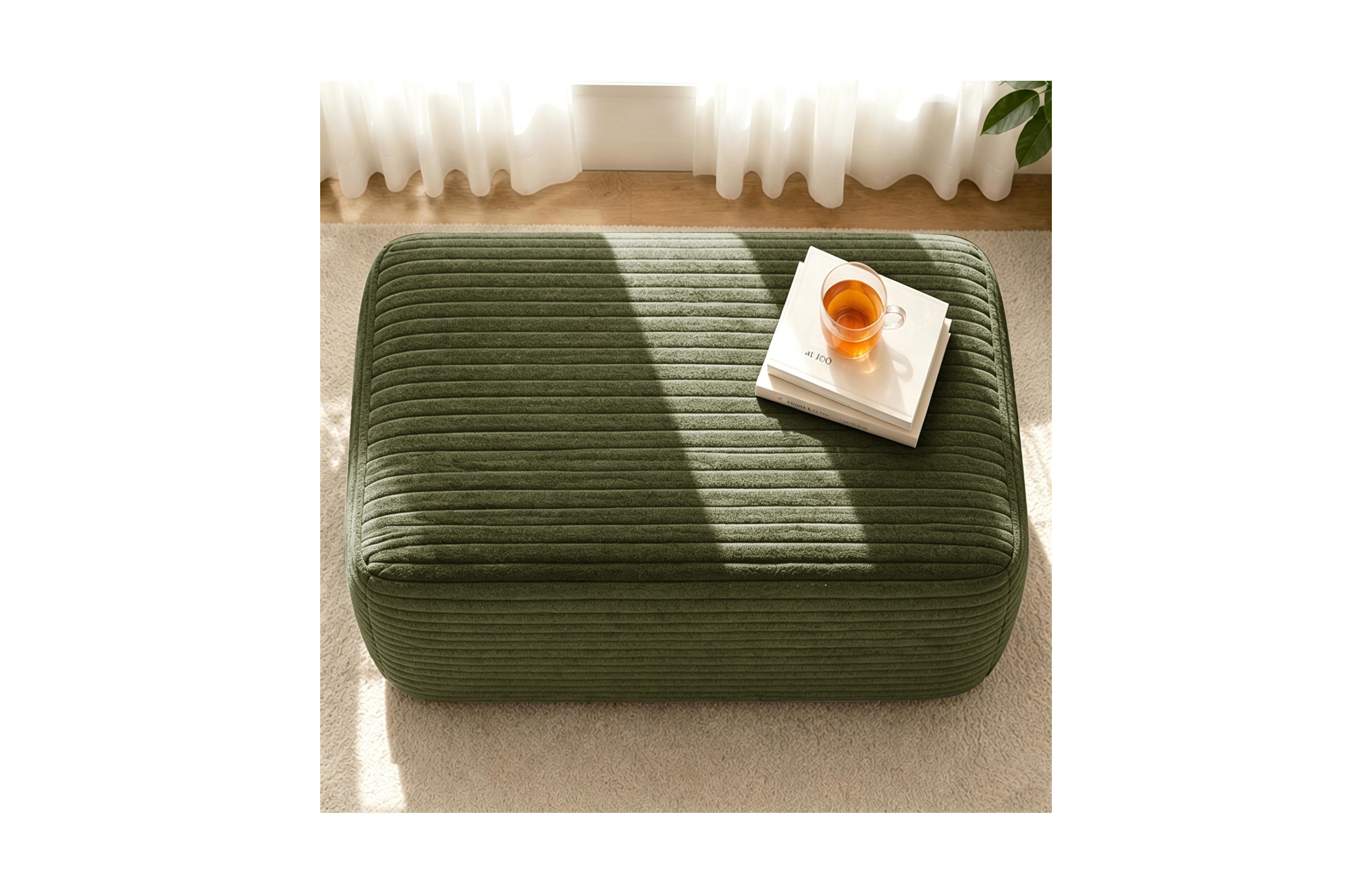 flynama Plush Ottoman Corduroy Modular Sofa Extension Seat