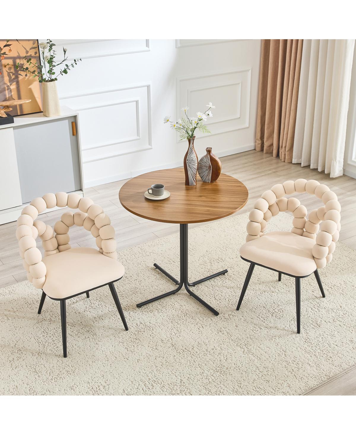 Streamdale Furniture Set of 2 Velvet Bubble Dining Chairs with Legs