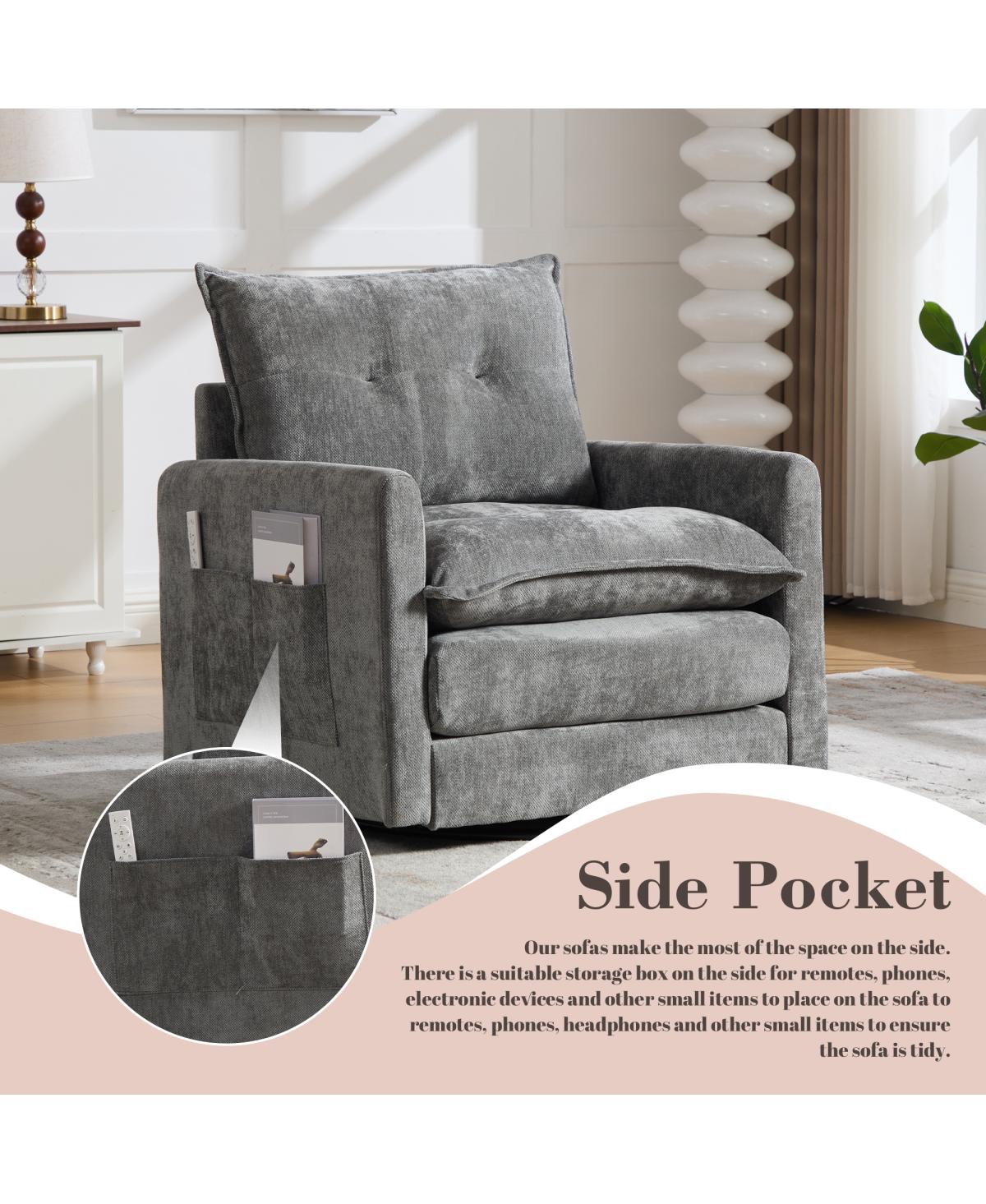 Streamdale Furniture Mid-Century Modern Swivel Barrel Accent Chair with Metal Base