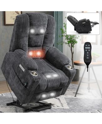 Large Power Lift Recliner with Massage, Heat, USB and Cup Holders