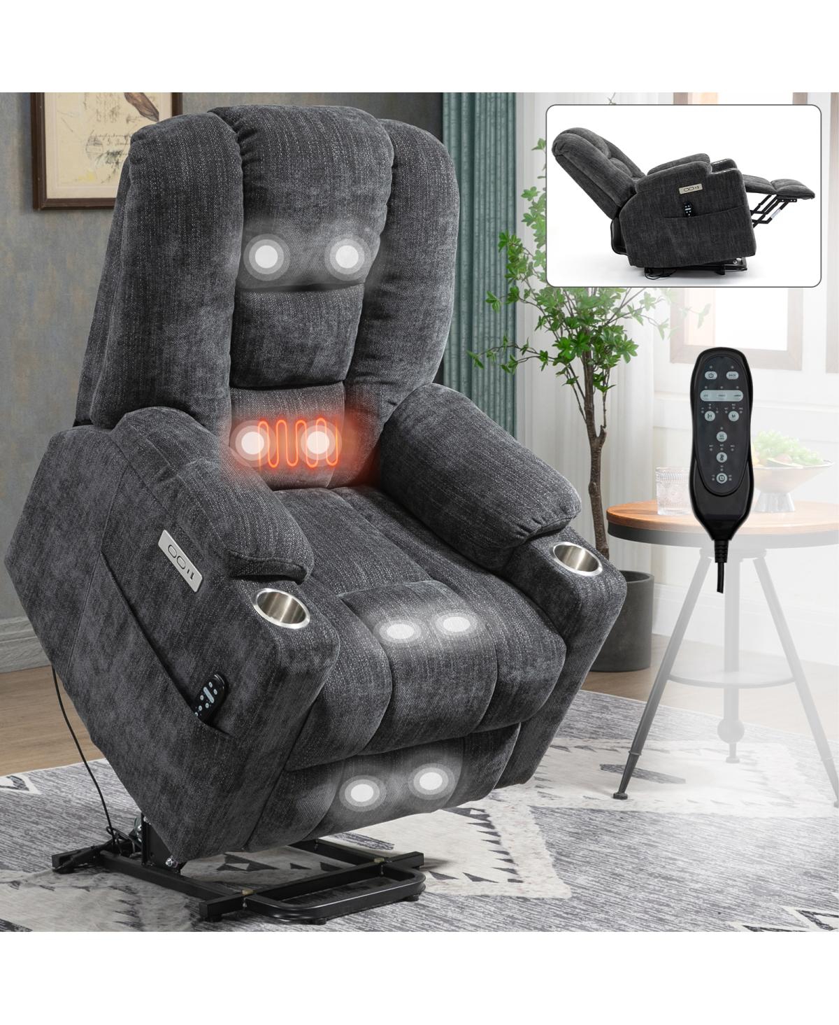 Streamdale Furniture Large Power Lift Recliner with Massage, Heat, Usb and Cup Holders
