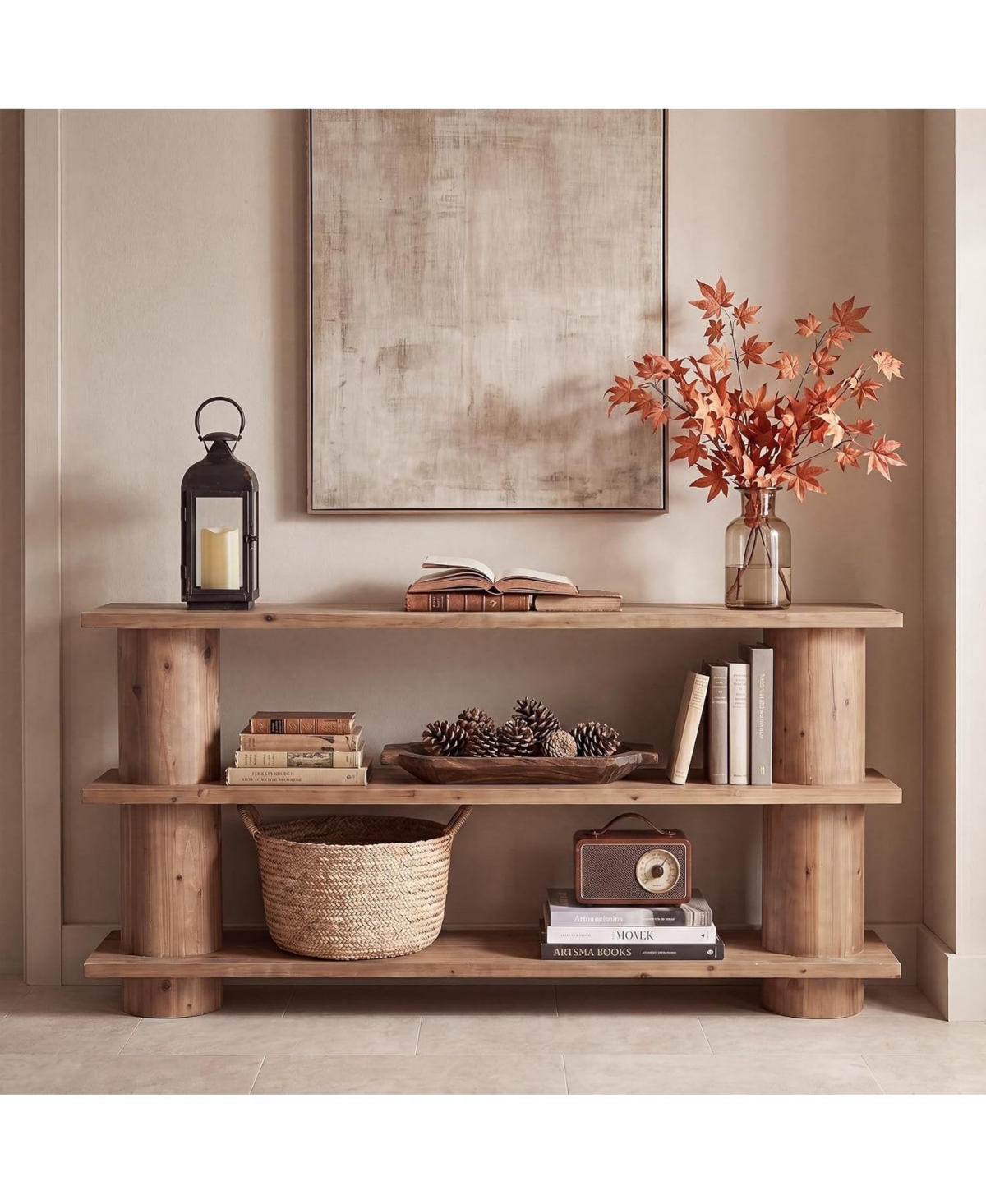 Tribesigns Solid Wood Console Table, 3-Tier Farmhouse Hallway Table