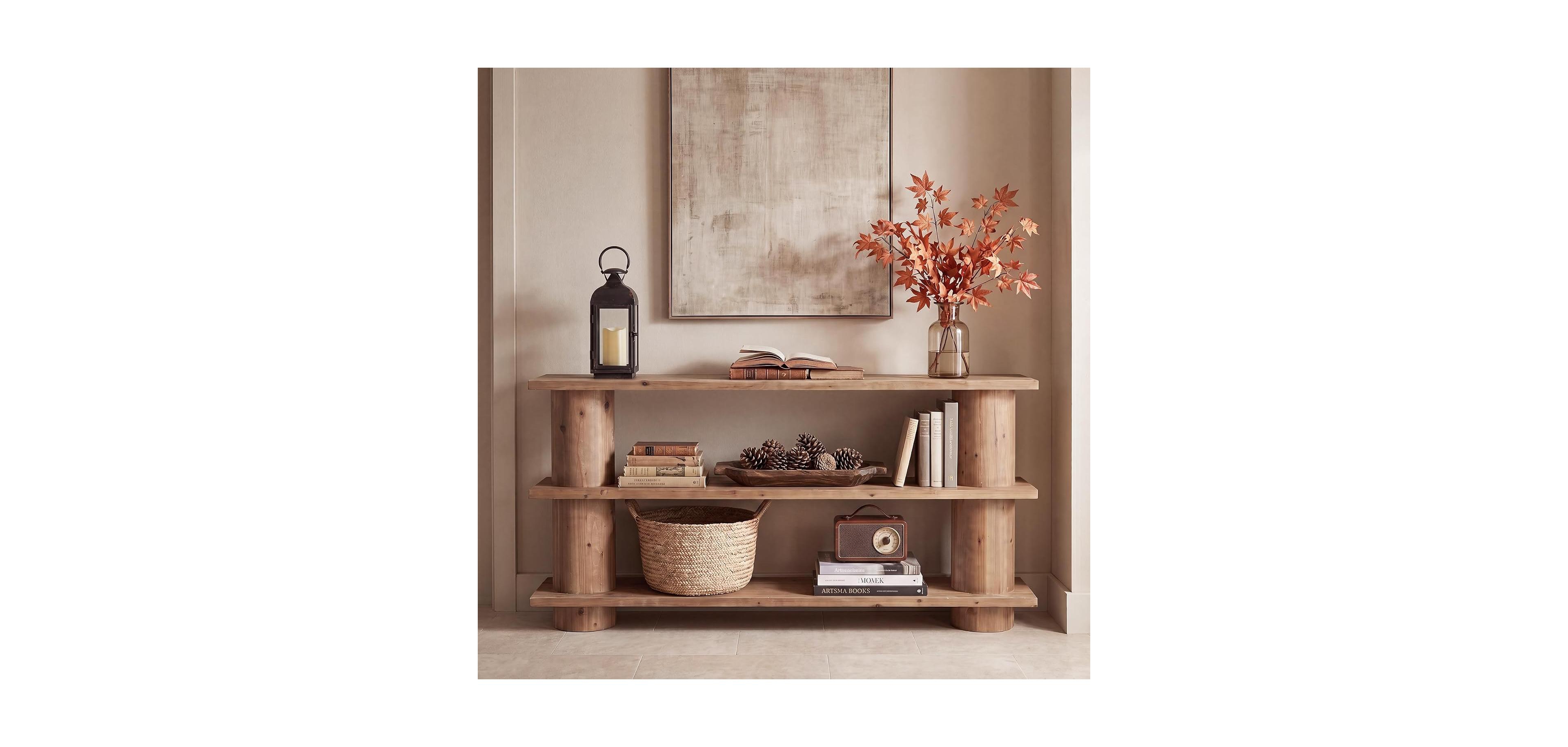 Tribesigns Solid Wood Console Table, 3-Tier Farmhouse Hallway Table