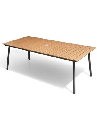 Outdoor Rectangle Aluminum Dining Table with Umbrella Hole