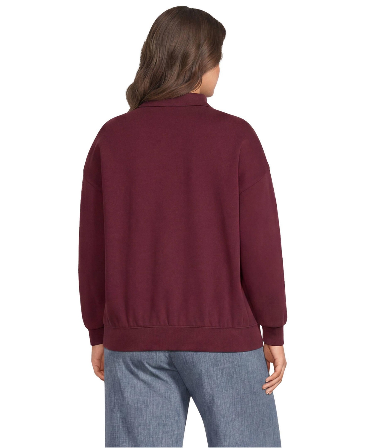 Lands' End Plus Long Sleeve Serious Sweats Polo Collar Sweatshirt