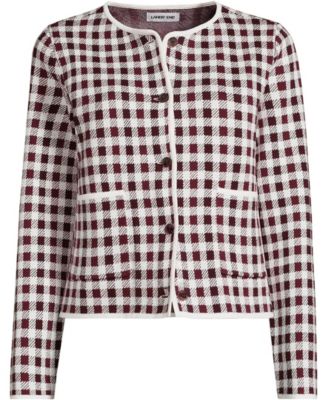 Women's Fine Gauge Cotton Jacquard Blazer Sweater