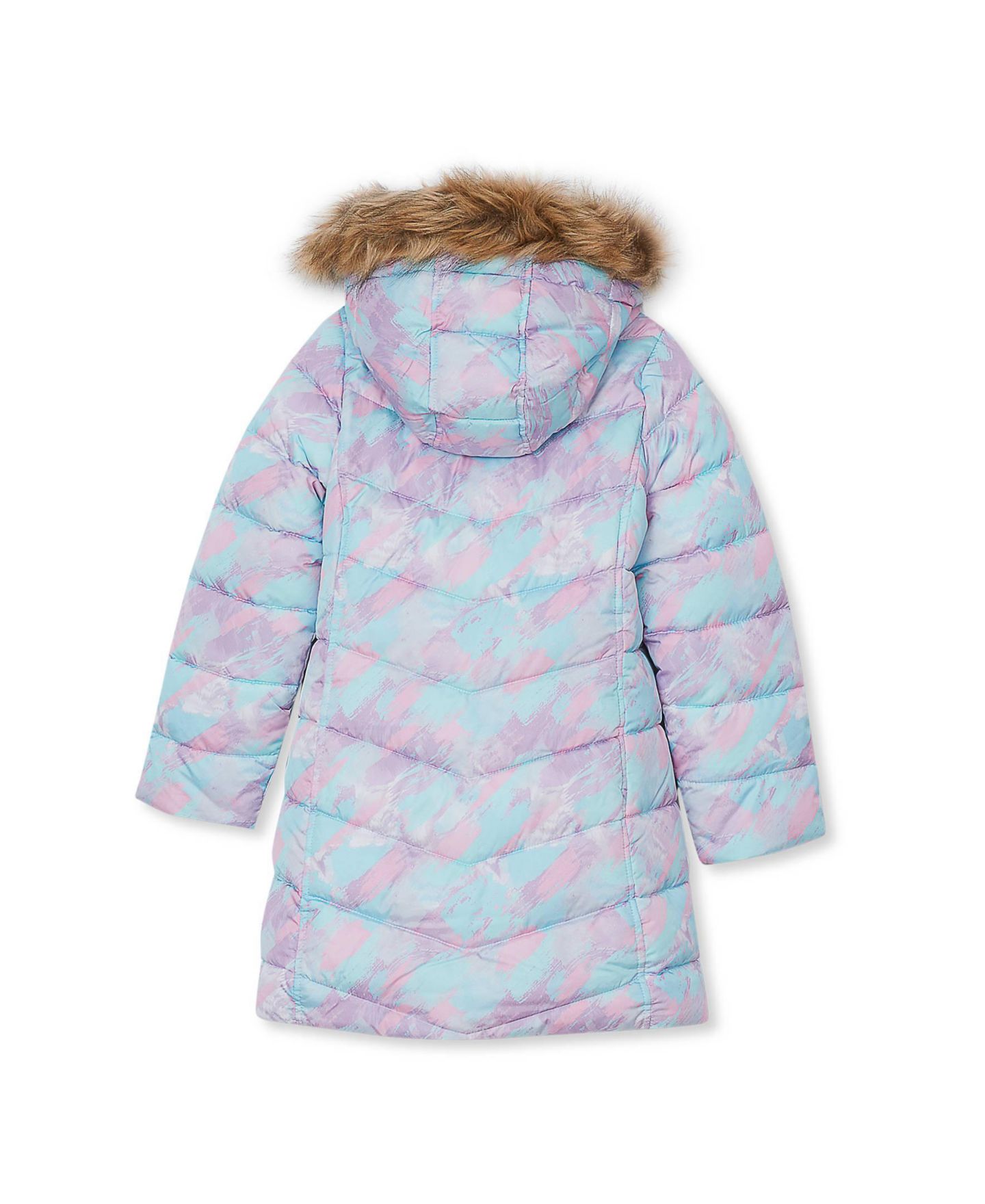Куртка Lands' End Fleece Lined Printed Parka для девочек, цвет: Пастельный / Синий — фото 2
