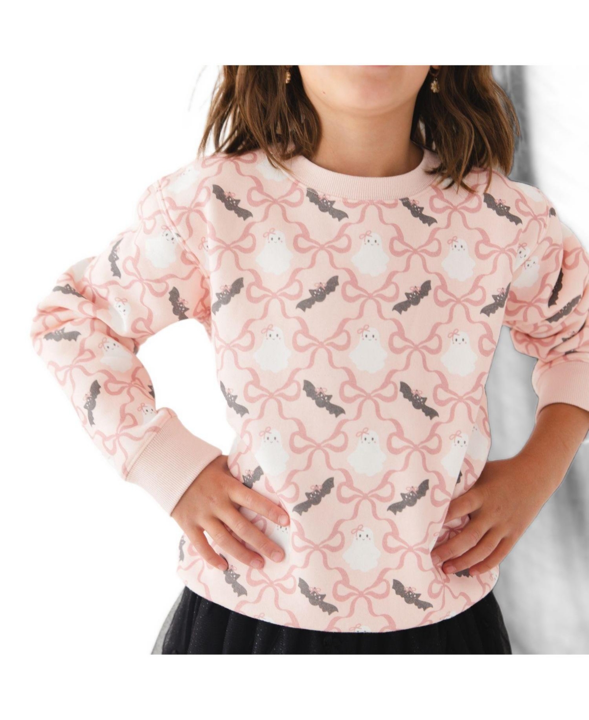 Sweet Wink Big Girls 10-12 Bat And Ghost Trellis Halloween Sweatshirt