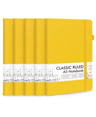 Hardcover Ruled Lined Journals Set with Pen Holder Retractable Pens School Business Supplies