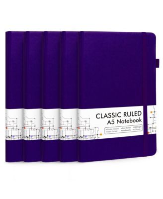Hardcover Ruled Lined Journals Set with Pen Holder Retractable Pens School Business Supplies
