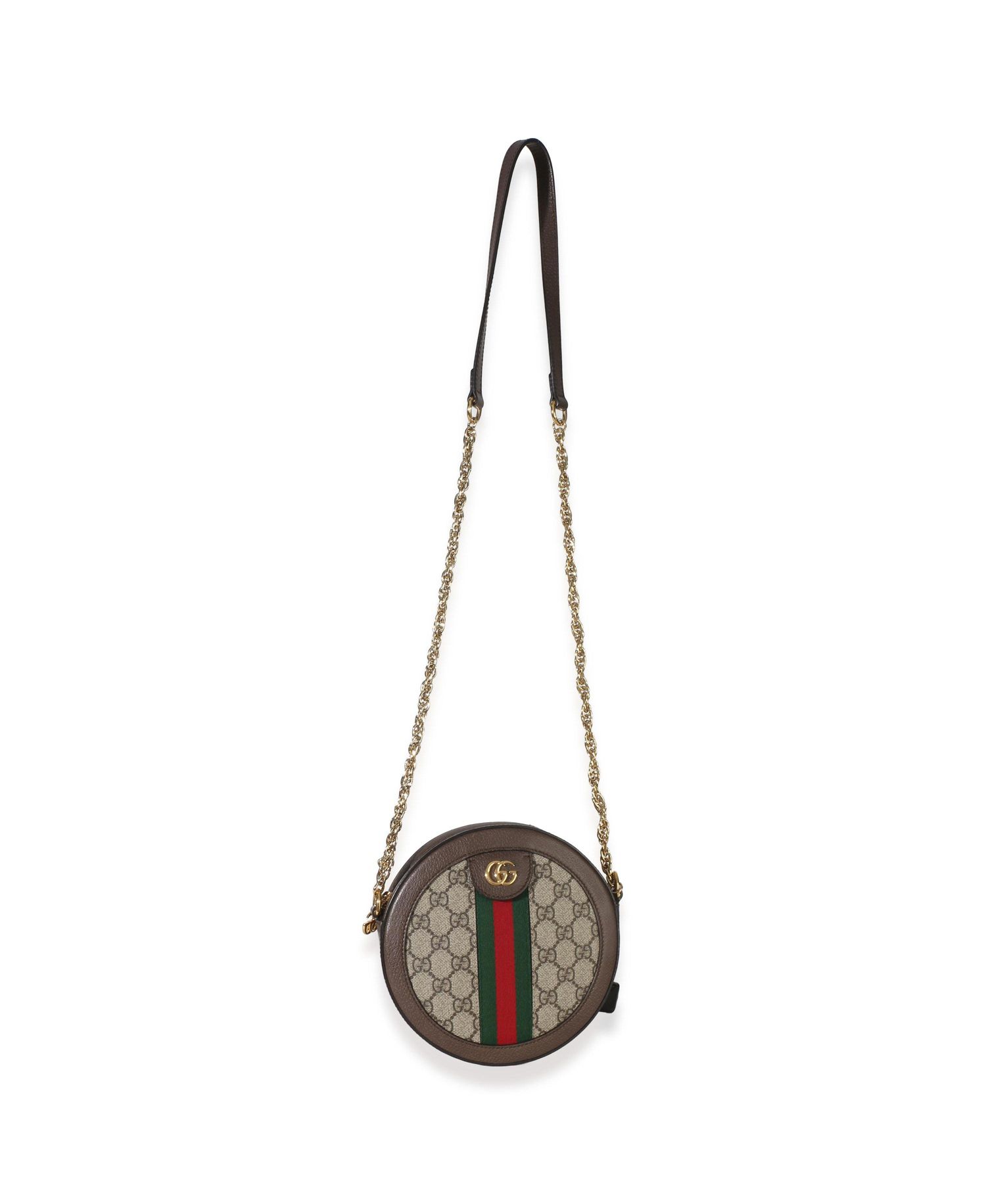 Beige GG Supreme Canvas Mini Ophidia Round Shoulder Bag