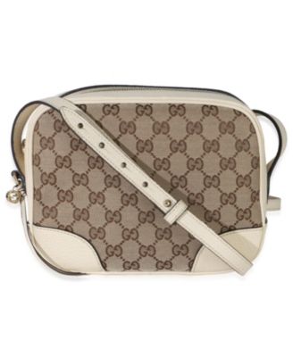 Cream Dollar Calfskin Beige GG Canvas Bree Mini Messenger Bag