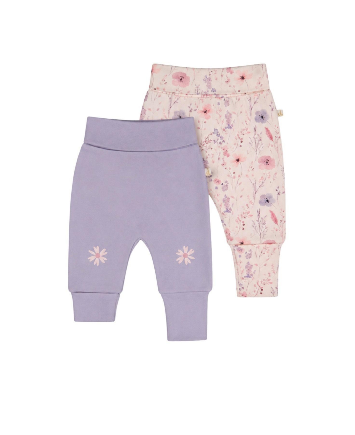 Deux par Deux Baby Girls' Floral Cotton-Blend Pull-On Pants, 2-Pack - Pink printed flowers