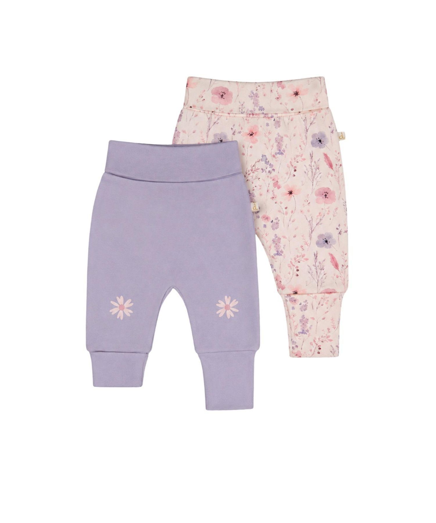 Baby Girl(3M-24M)Two Pack Cotton Evolutive Pants Pink Printed Flowers