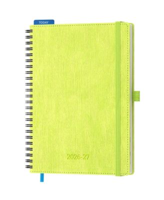 18 Month Spiral Bound Academic Planner Vertical Layout Leather Soft Cover With Monthly Tabs Pocket