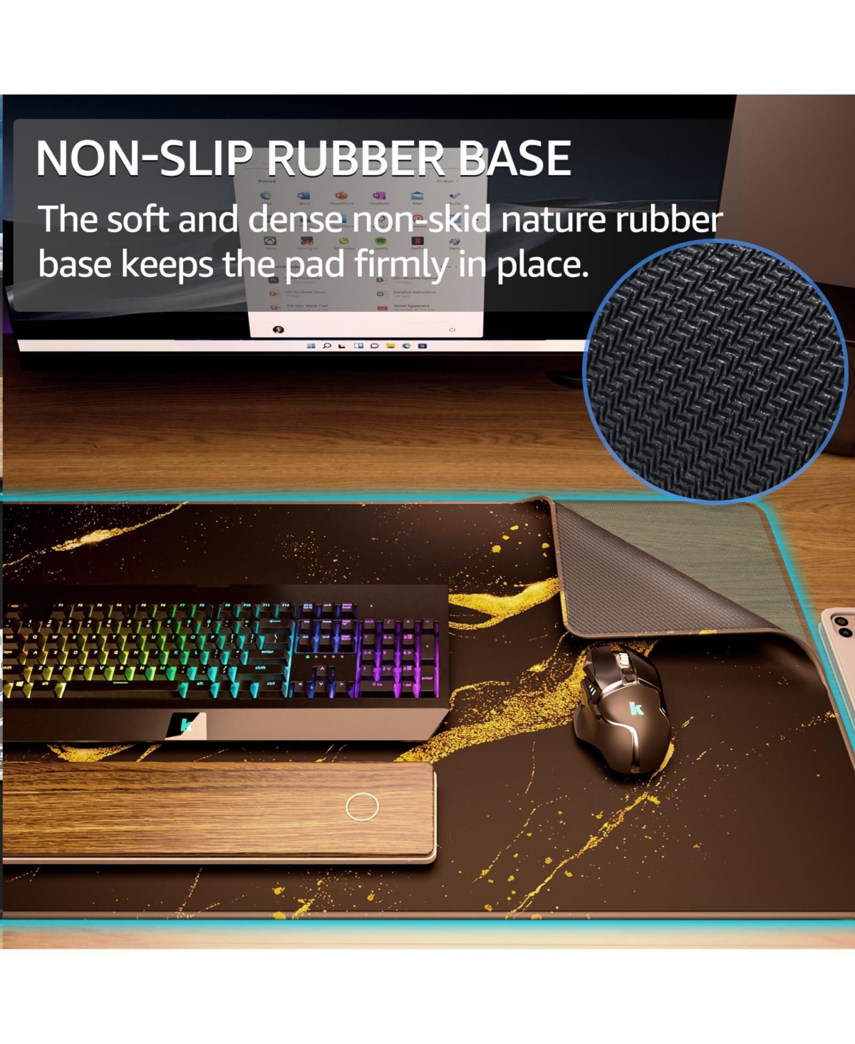 Lofree Extended Xxl Gaming Mouse Pad Non Slip Stitched Edges Water Resistant Micro Weave Cloth Desk Mat