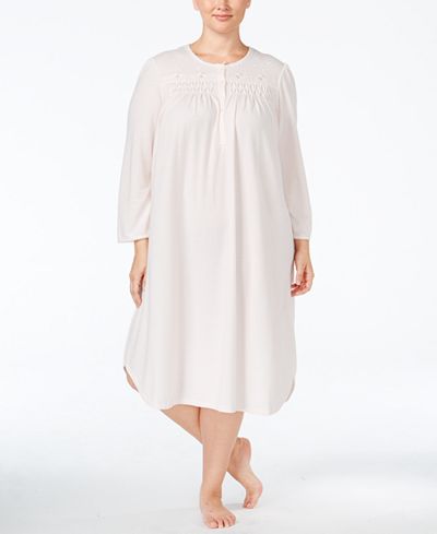 Miss Elaine Plus Size Brushed Honeycomb Knit Nightgown