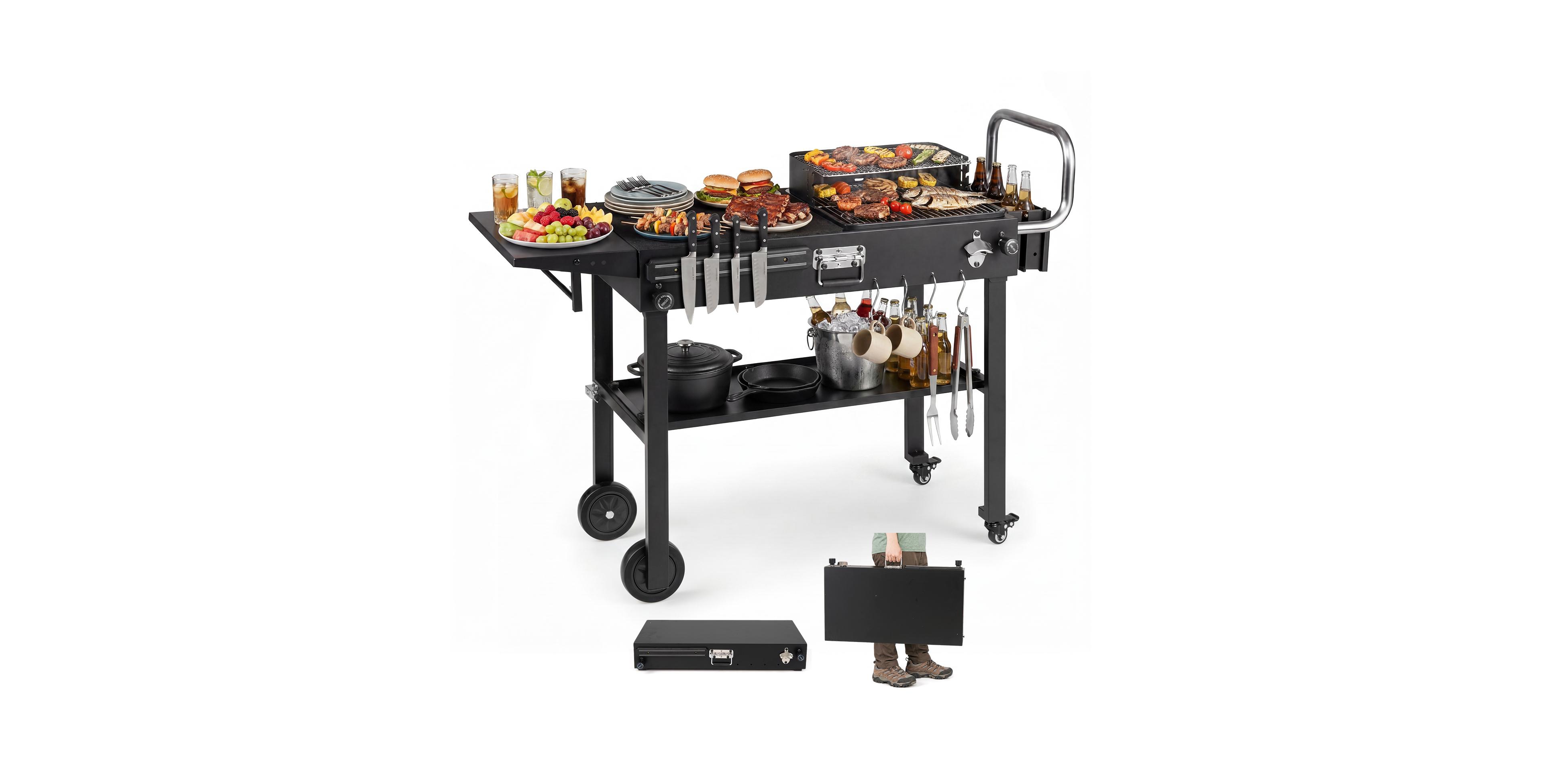 Costway Outdoor Grill Cart for Blackstone Griddle with 31" x 17" Tabletop, Side Tray