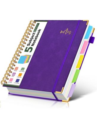 Leather Spiral Notebook 5 Subject Removable Dividers College Ruled 300 Pages