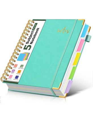 Leather Spiral Notebook 5 Subject Removable Dividers College Ruled 300 Pages