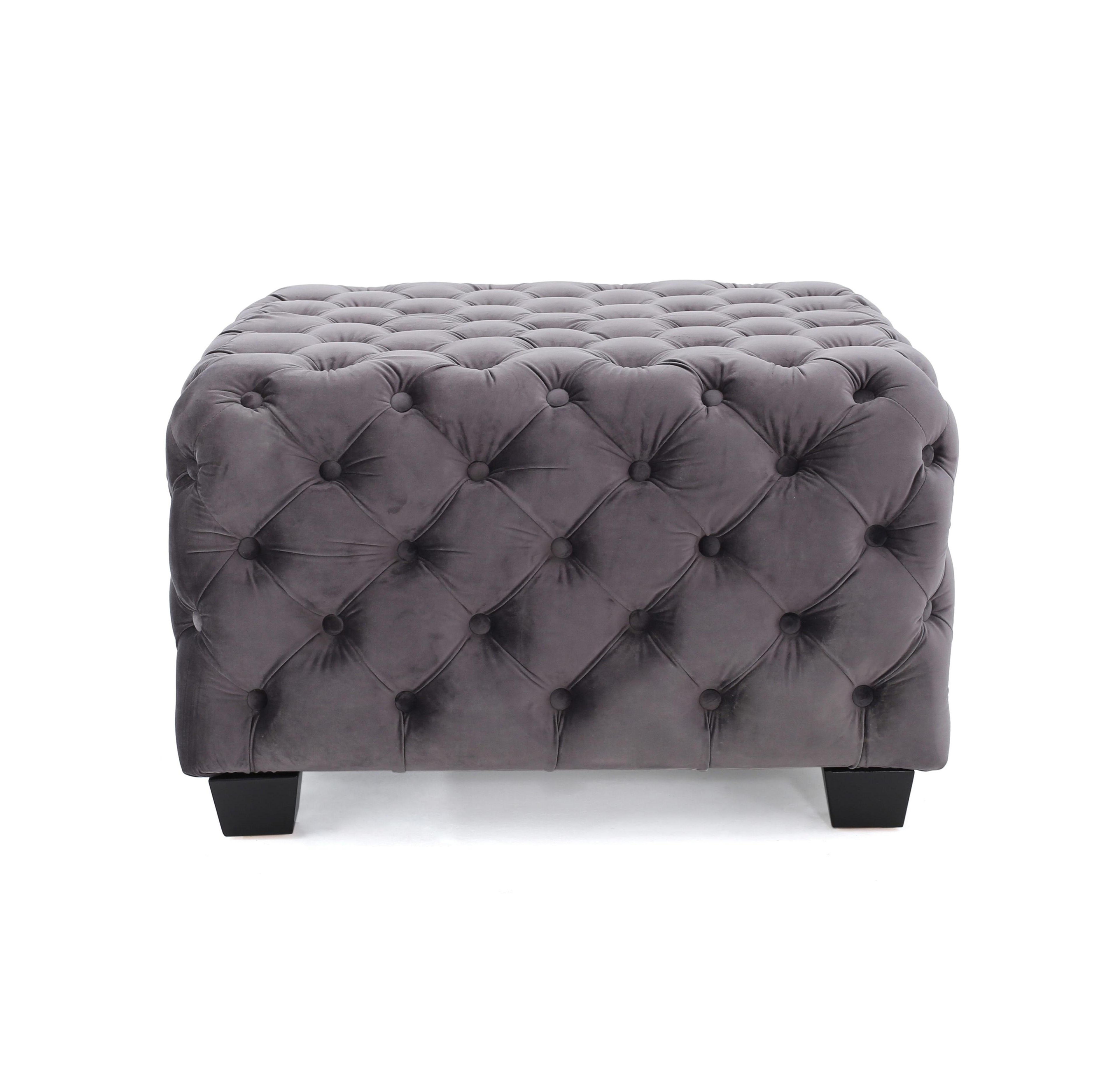 Flynama Button Tufted Diamond Stitch Ottoman, Modern Glam Upholstered Accent Seat for Living Room