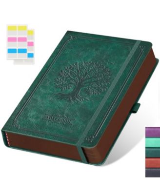 Large Hardcover College Ruled Notebook 320 Pages Faux Leather Journal With Bookmark And Pocket