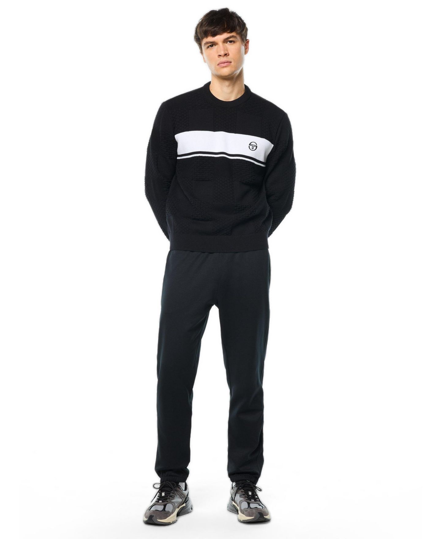 Мужской свитер Sergio Tacchini Storia Stripe Crewneck, цвет: Чёрный — фото 2