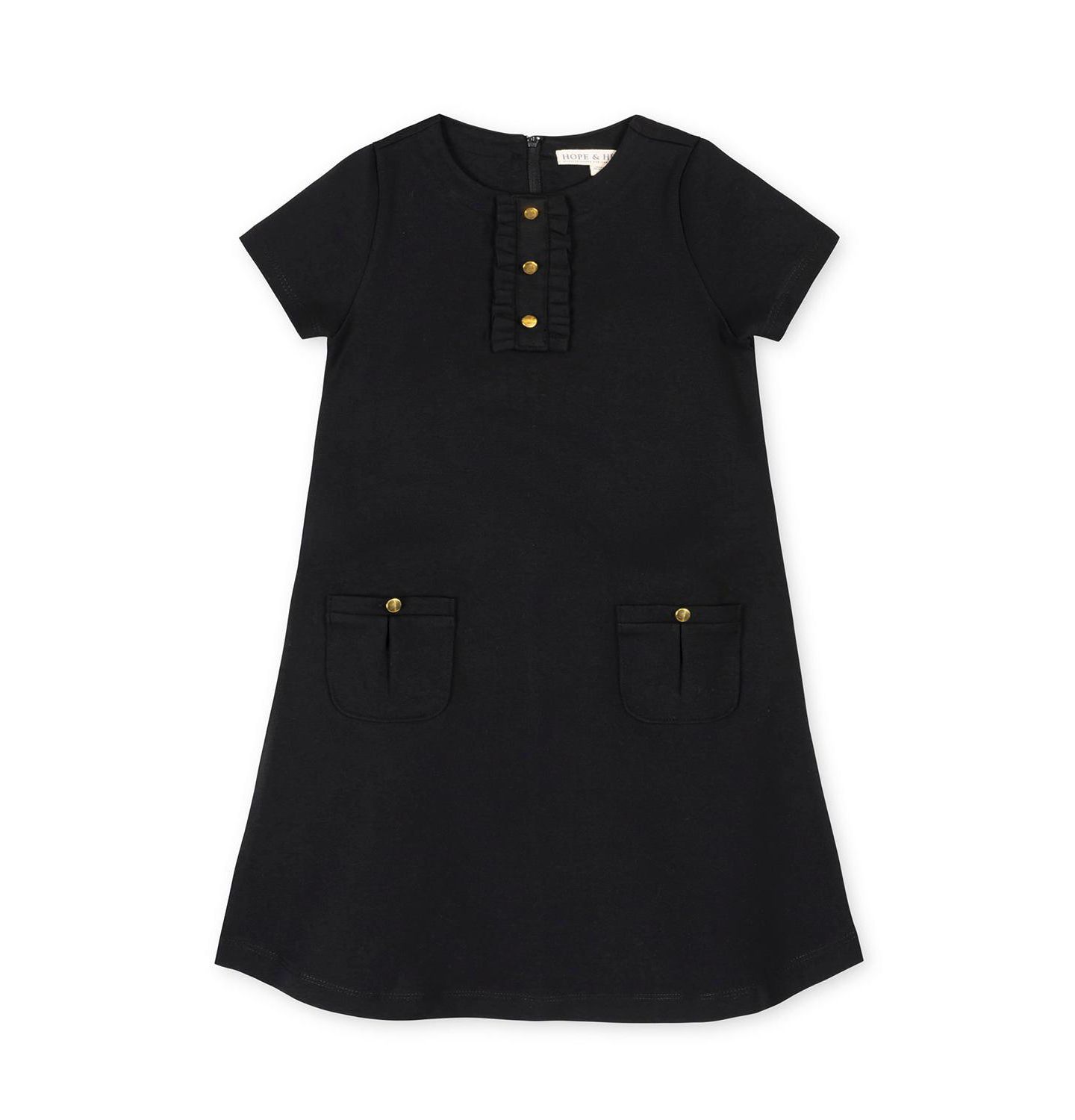 Платье Hope & Henry Short-Sleeve A-Line Ruffle-Placket Dress для девочек, цвет: Чёрный — фото 4