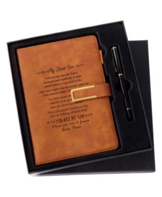 Personalized Leather Journal Gift Set Custom Notebook Travel Diary With Pen