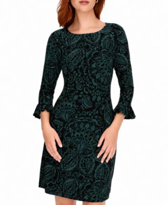 Women's Long-Sleeve Jersey Shift Dress